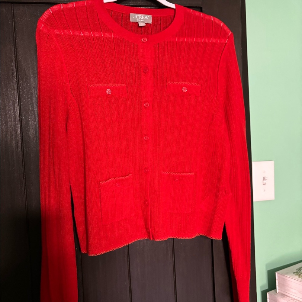 J. Crew Women's Vibrant Red Cardigan